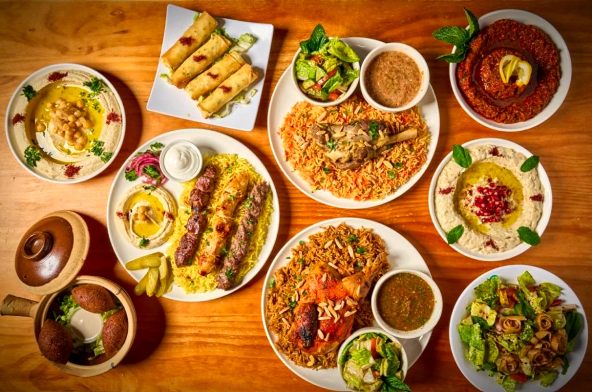 Old Damascus premium restaurant ambiance and food spread